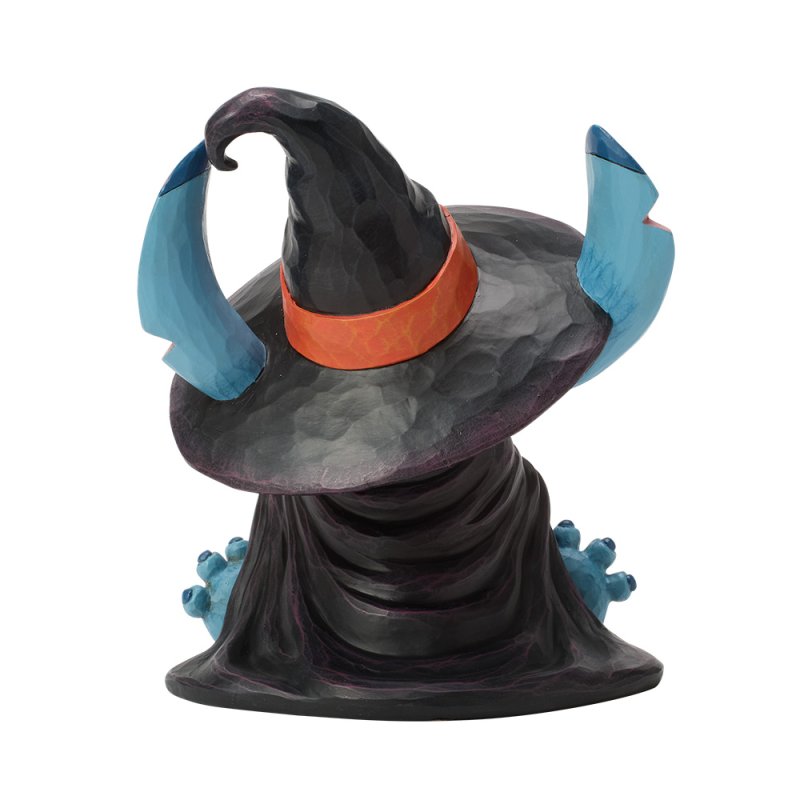 statuetta di stitch strega con zucca intagliata disney traditions